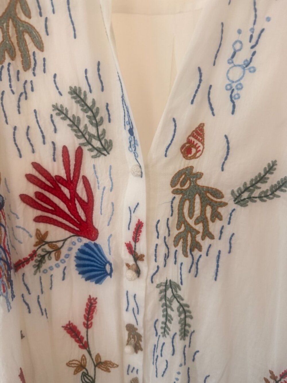 Zara Sea Motif Beach Embroidered Tunic Dress Cover-up Size Large Womens - Picture 4 of 8